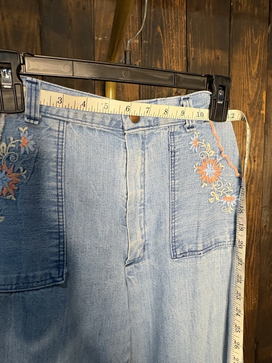 Vintage 1970’s Stuffed Jeans Embroidered Wide Legs View 5