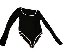 Cider One Piece Black White Long Sleeve Bodysuit Top