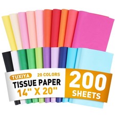 200 Sheets Tissue Paper, 20 Colors 14" X 20" Tissue Papers for Gift Bags Birth