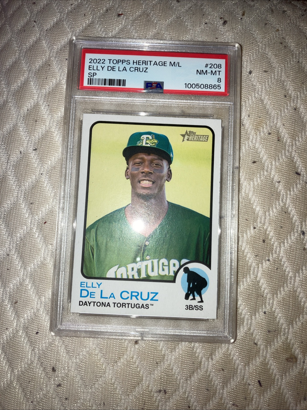 2022 Topps Heritage Minor League Edition - #208 Elly De La Cruz (RC) PSA 8
