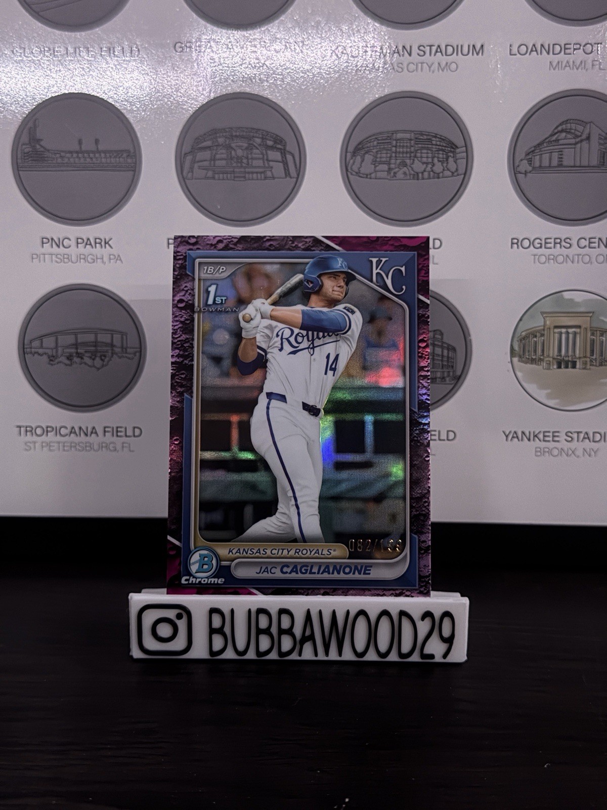 Jac Caglianone 2024 Bowman Draft Chrome 1st Fuchsia Lunar Refractor #/199 RC