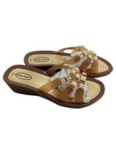 Victor Odil Damen Keilsandalen Gr. 39 Gold Schmucksteine Elegant