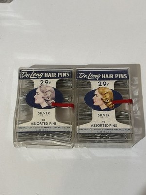 2 Box VINTAGE DELONG Silver HAIR PINS NO 113 70 Units Each Box NOS