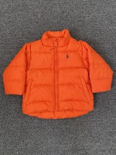 Vintage Polo Ralph Lauren Down Puffer Jacket Orange Kids 12M Full Zip
