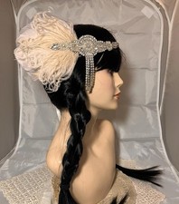 Women  s Flapper 1920s Pink Rhinestone Feather Headpiece Headband Great Gatsby