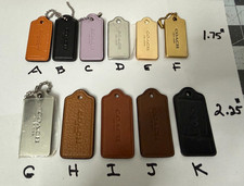 Leather or SS COACH SIGNATURE CHARMS KEY FOB KEY RING 1.75 or 2.25" 1" pick