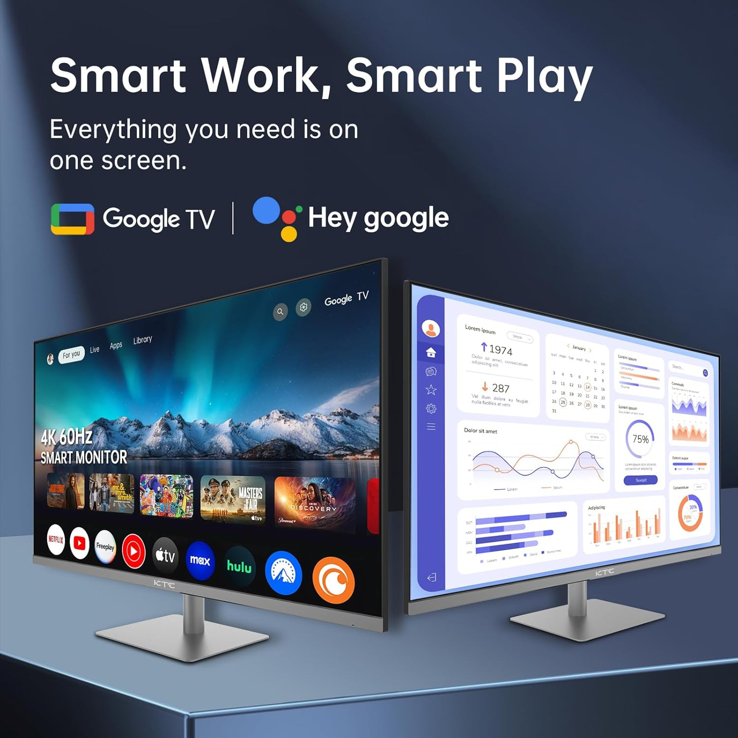 32 Inch 4K Smart Monitor with Google TV System 3840 * 2160P Netflix Licensed Typ — image 2