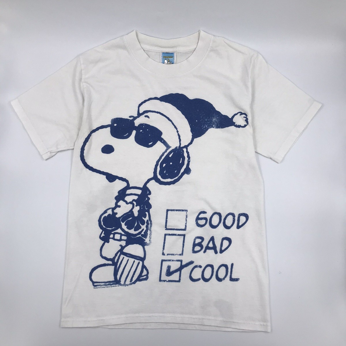 VTG Peanuts Cool Snoopy White Short Sleeve T-Shirt Men's Size S