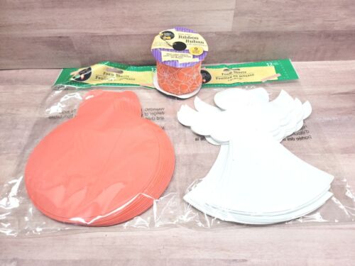 Halloween Ribbon Orange Cobwebs Foam Sheets Crafting Art Lot *READ DESCRIPTION*  - Picture 1 of 6