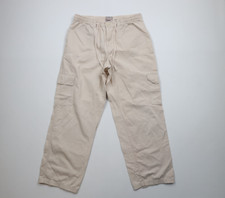 Vintage 90s Y2K Streetwear Womens 13/ 14 Faded Baggy Wide Leg Cargo Pants Beige