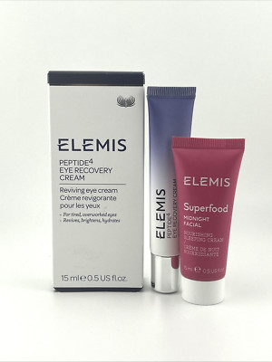 Elemis Peptide4 Eye Recovery Cream 0.5oz + Midnight Facial 0.5oz (Set Of 2) New