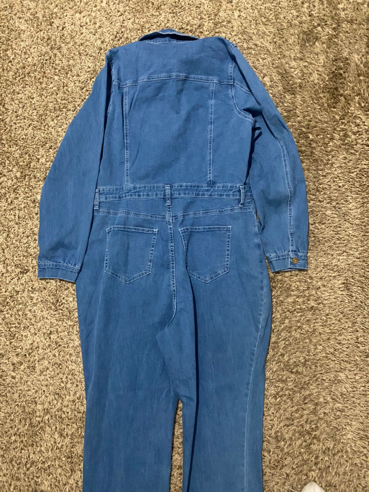 Fashionnova Jean Plus Size 2x Long Sleeve Zip up Blue Denim Jumpsuit