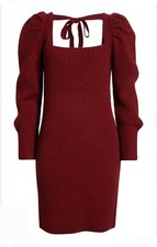 NWT Charles Henry Knitted Sweater Dress Size Large Burgundy Long Sleeve