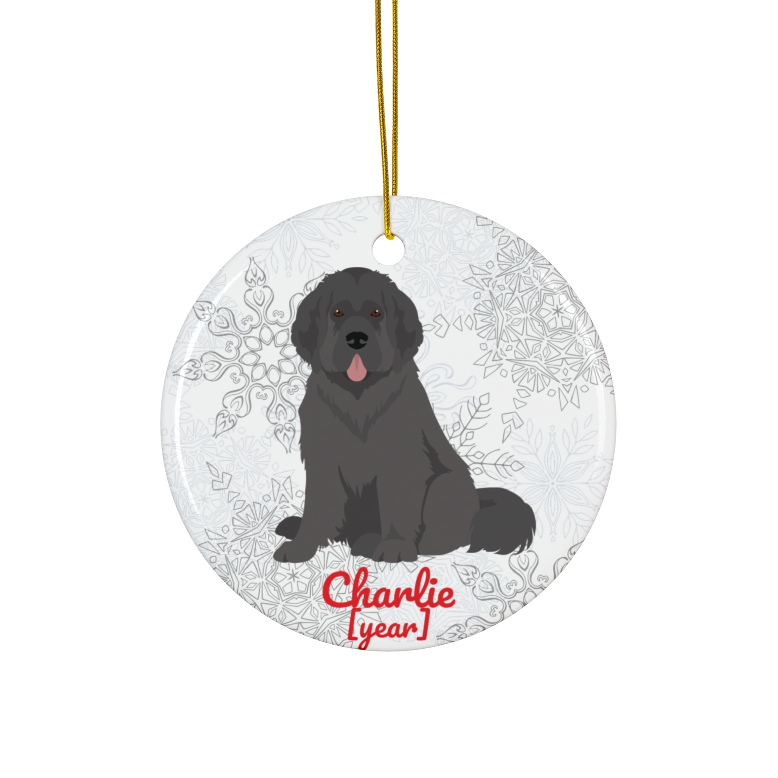 Black Newfoundland Dog Ornament - Newfie Gift for Mom Dad Christmas Tree Decor