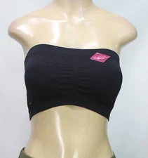 Sofra Women's Strapless Bra Tube Top Padded Insert Stretch Black One Size  - VIN
