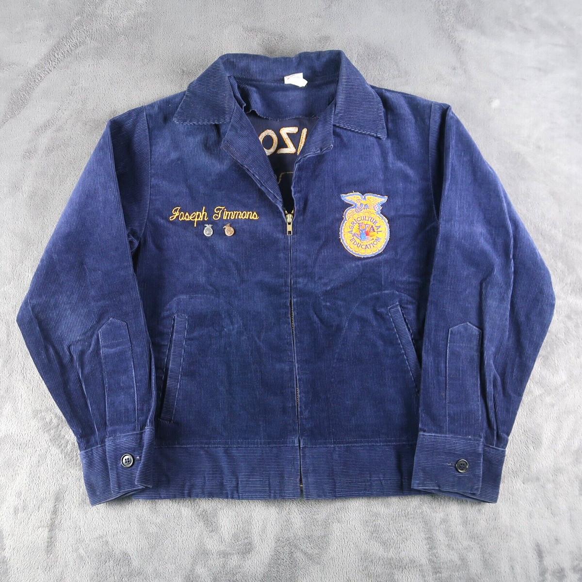 Vintage 80s FFA Arizona Blue Corduroy Jacket Size 38 USA Chain 