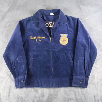 Vintage 80s FFA Arizona Blue Corduroy Jacket Size 38 USA Chain 