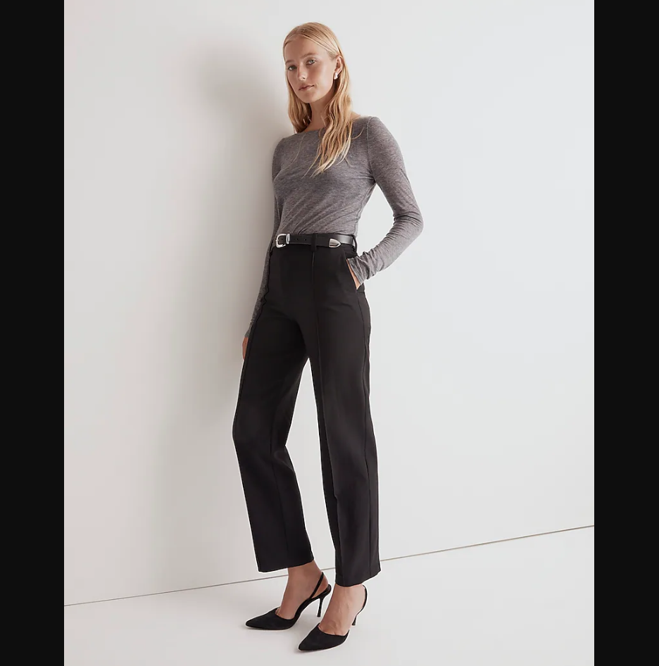 Madewell NEW NWT Womens Petite P10 Black Fairbanks Pants Straight