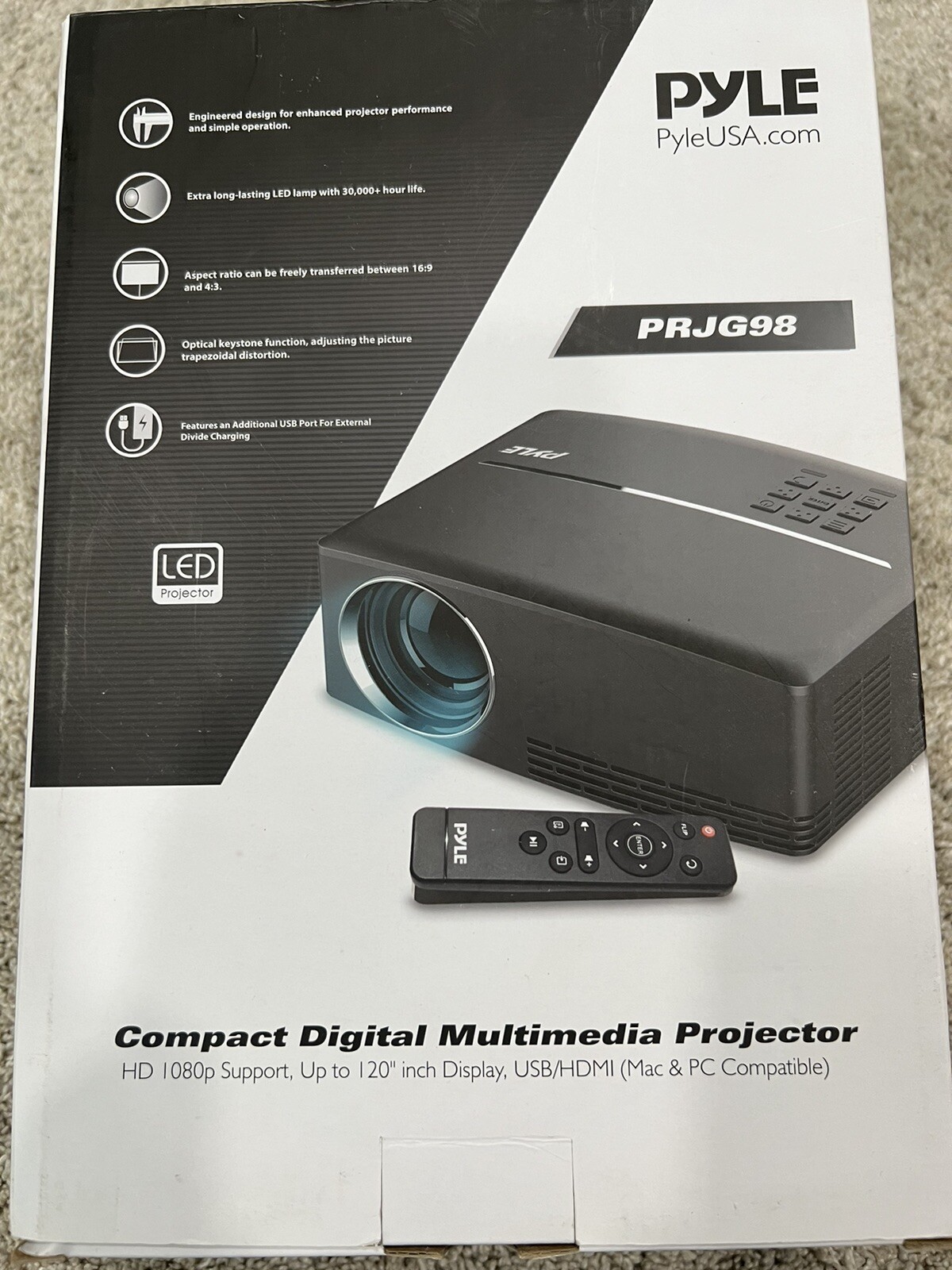 Home Theater Projector 1080p Compact Digital Multimedia Projector Pyle Brand