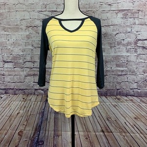 yellow and white baseball tee womens