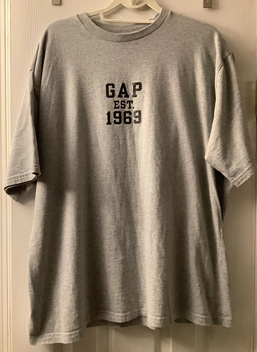 GAP EST 1969 Graphic Logo Men s T shirt gray 100 cotton size 2X