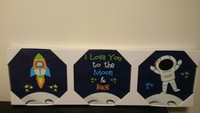 Outer Space 3 Piece Baby Boy Nursery Wall Art Decor 