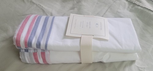 NEW Pottery Barn Kids Crib Bed Skirt "Cole" White w/Red & Blue Organic Cotton - Bild 6 von 8