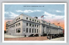 Post Office Birmingham Alabama AL USPS Mail Old Cars Flags Street View Postcard