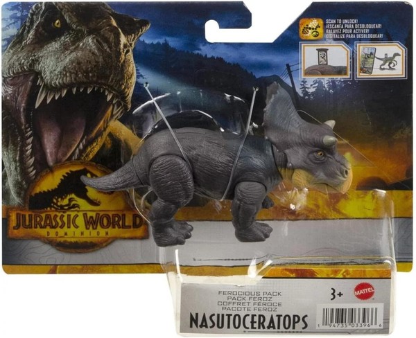Jurassic World Dominion Nasutoceratops Dinosaurier Ferocious Pack Figur Mattel-image