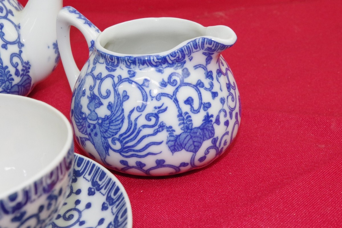 Antique 1940s Japanese Miniature Tea Set Blue Pheonix VGC | eBay