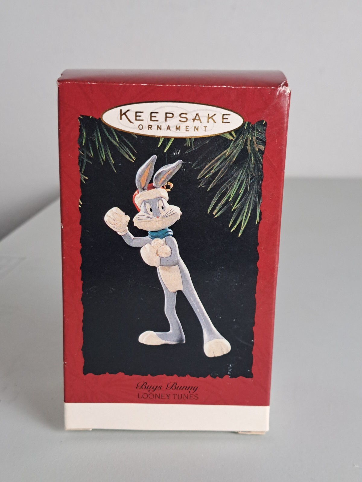 VTG. Hallmark Looney Tunes Bugs Bunny In Santa Hat Snowballs Ornament 1995