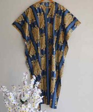 Indian Blue Kimono Kaftans Summer Dress Night Gown Maxi Bridal Caftan Dress US