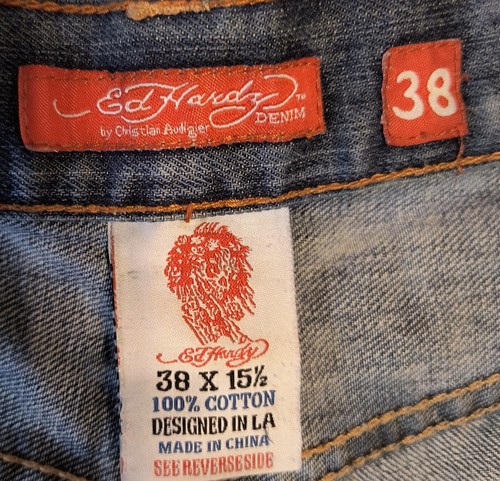 Vintage Ed Hardy by Christian Audigier Jeans Shorts Herren 38 blau Mädchen Fahrrad Jahr 2008 - Bild 9 von 9
