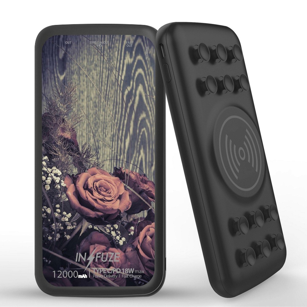 12000mAh Wireless Power Bank with Suction Cup PD USB-C Fast Charging