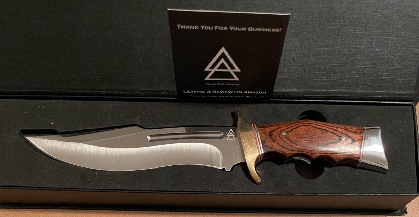 Kratos ZF9 Bowie Hunting Knife Leather Sheath 7.25" Fixed Blade