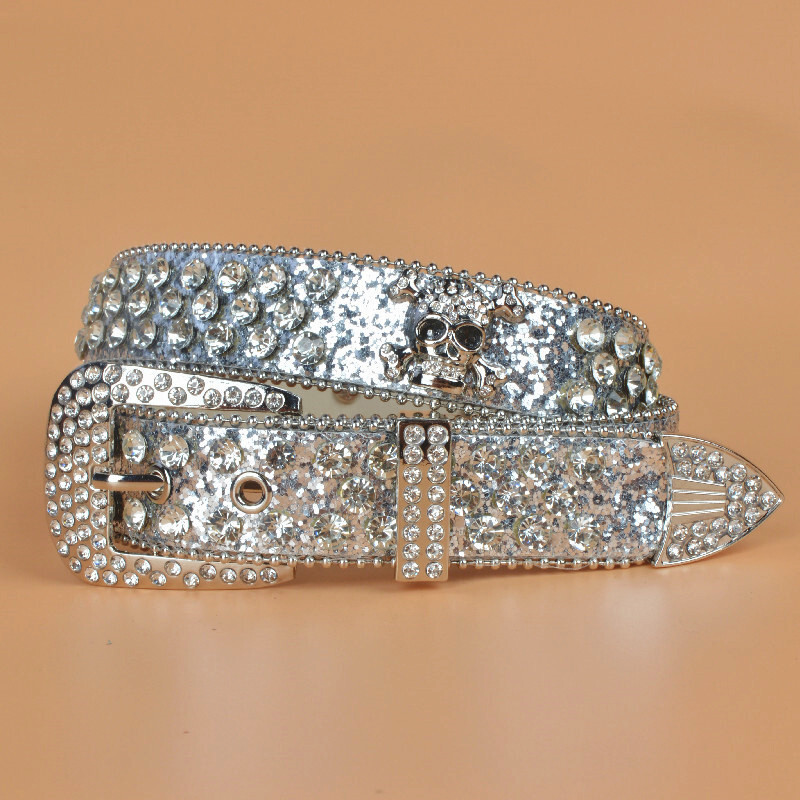 Rhinestone Western Cowgirl Bling Studded Design Leather Belt  display picture 1