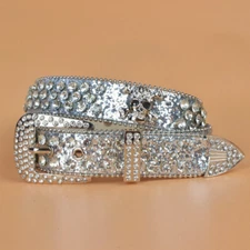 Western Crystal Studded Belt Cowgirl Cowboy Rhinestone Belt For Women Men