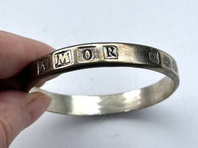 Vtg VASS LUDACER 925 Silver Bracelet Latin OMINA VINCIT AMOR (LOVE