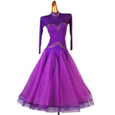Latin Ballroom Dance Dress Modern Salsa Waltz Standard Long Dress F615 Purple