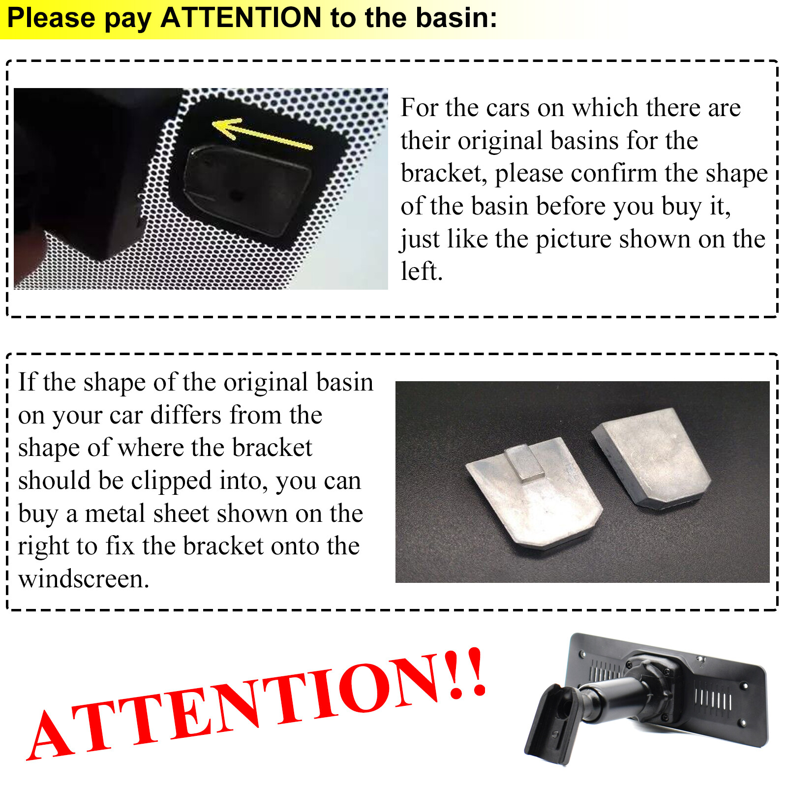 Car Rear View Interior Mirror Back Panel Mount Bracket DVR Holder