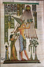 Papel de papiro impreso egipcio Ekhnaton y Nefertiti del Libro de los Muertos