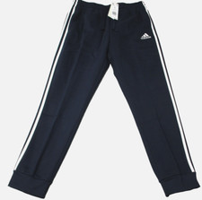 Adidas Essentials 3 Stripes Tapered Cuff Pants Mens Large Navy Blue Fleece