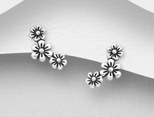 New Solid 925 Sterling Silver Climber 8mm Stud Earrings Women's Girls Teens
