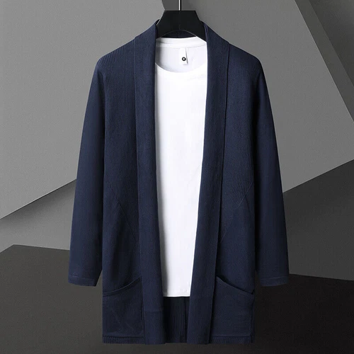 Cardigan Jacket Men's Autumn New Lapel Casual Tops Outwear Knitted Sweater Coat - Picture 12 of 25