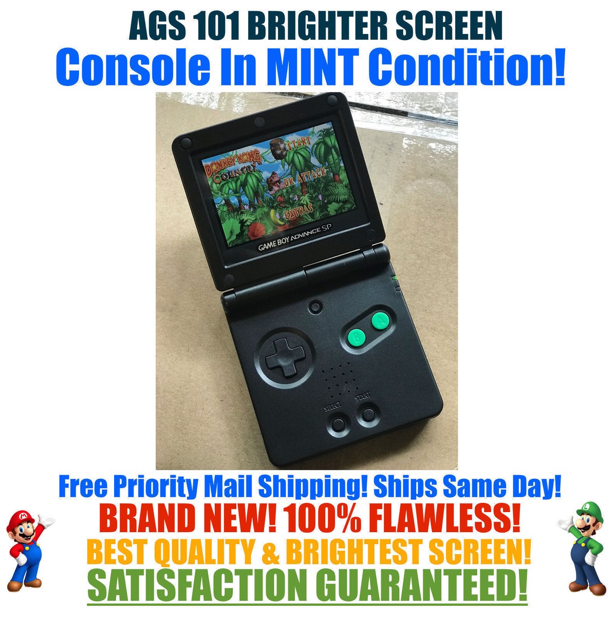 Nintendo Game Boy Advance GBA SP NES Graphite Black System AGS 101