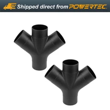 POWERTEC 3-Way Dust Collection Fitting w/Y Shaped Design for 4 in Hose, 2PK