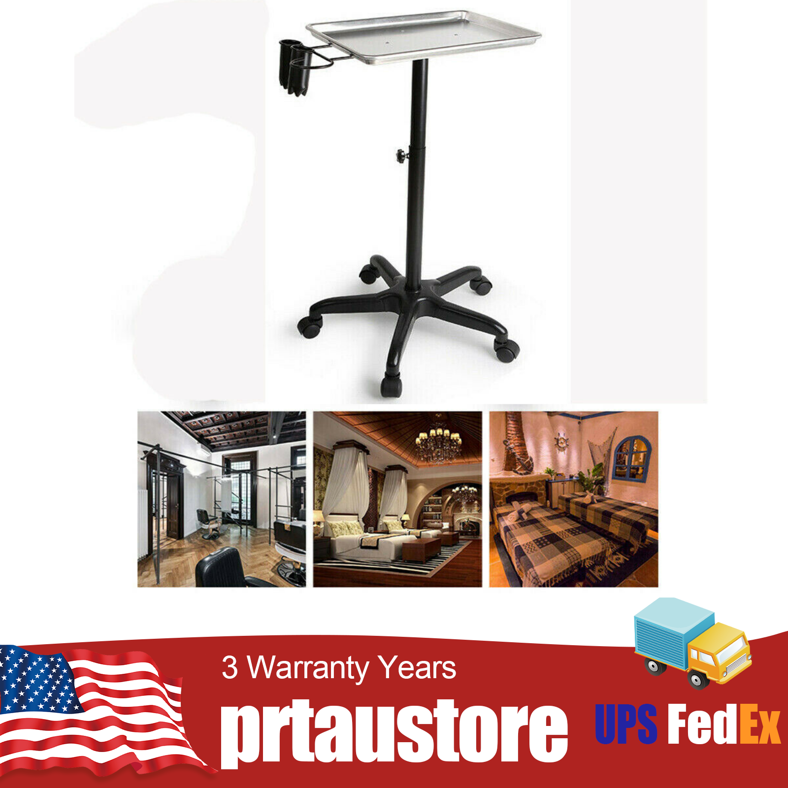 Rolling Tool Table Tear Down Tray Adjustable Height Salon Spa Dental Medical NEW