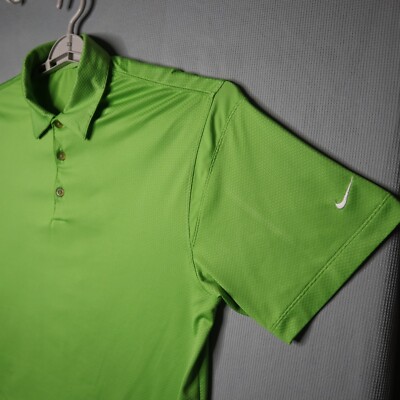 Nike Golf Polo Shirt Mens Medium Lime Green Dri Fit Stretch Active  Performance