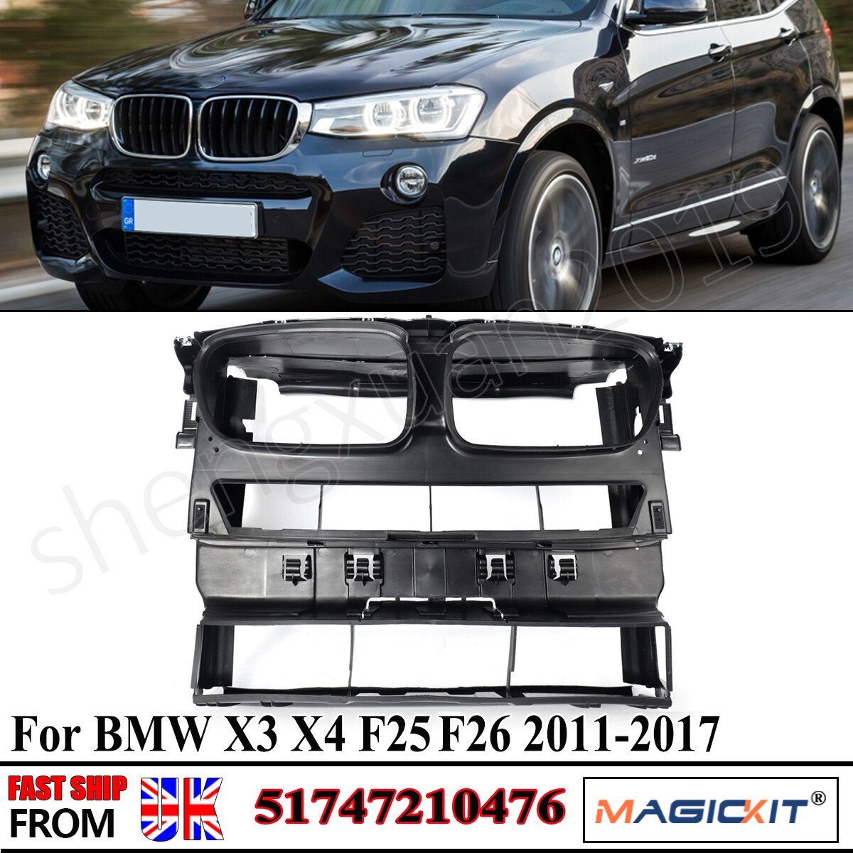 For BMW X3 X4 F25 F26 FRONT AIR DUCT 7210476 Bumper Center Bracket Upper Slam UK