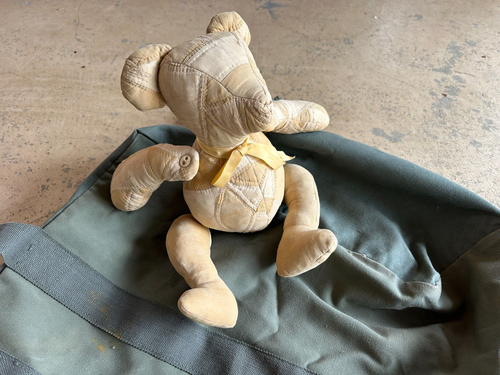 Rare Antique 1930s Handmade Quilt Teddy Bear Stuffed Animal Articulating Buttons - Picture 4 of 14